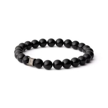 Armband mit 8 mm Onyx-Stein und schwarzem Zwischenstück - Deep Black Onyx
